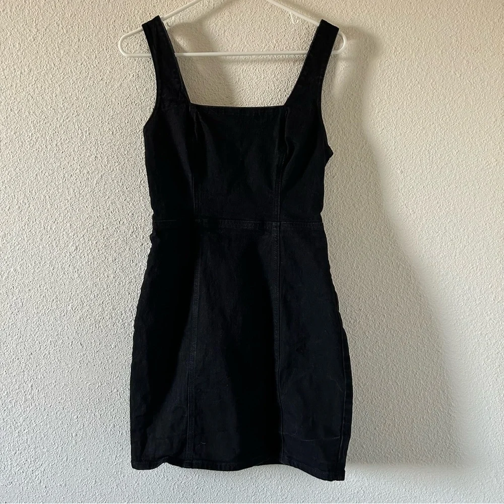 BDG Black Square Neck Denim Mini Dress